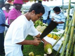 At World Food Day 2009, Genesis Herrera sliced open a coconut for its water (file photo). At World Food Day 2009, Genesis Herrera sliced open a coconut for its water (file photo).